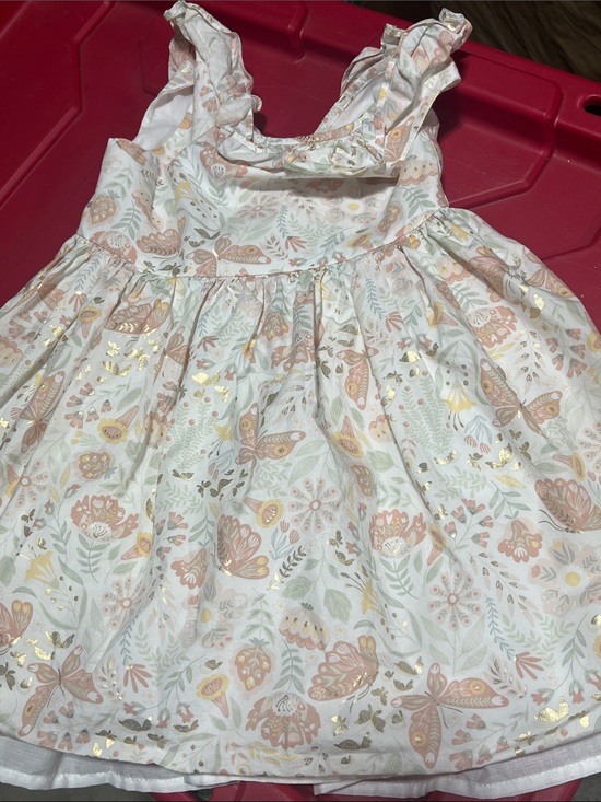 The Prairie Other - 3T Girls White Floral Dress with Gold Foil Accents